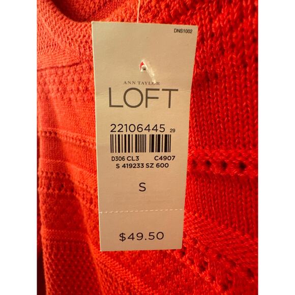Ann Taylor LOFT Red Long Sleeve Sweater Stripe Pattern 100% Cotton Size Small - Picture 6 of 9
